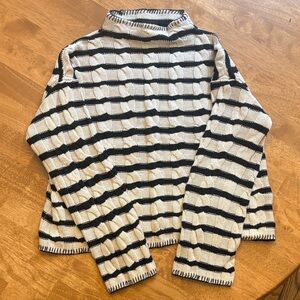 J. Crew Striped Turtleneck Sweater in Black and Cream